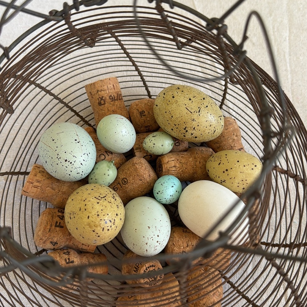 Rustic Wire Basket with Multicolor Accents